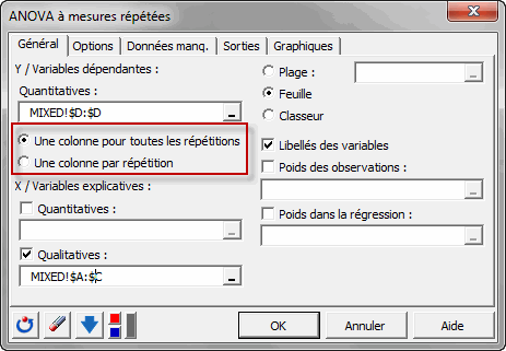 ANOVA mesures repetees boite dialogue general ANOVA mesures repetees boite dialogue general
