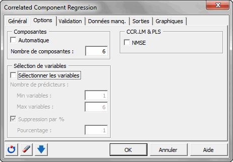Boite de dialogue CCR options 6 composantes Boite de dialogue CCR options 6 composantes
