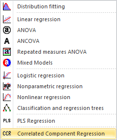 Correlated Component Regression menu