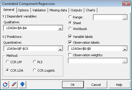 Correlated Component Regression Filled General Tab