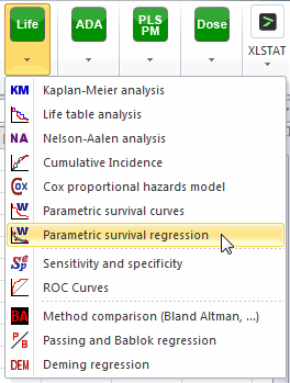Weibull model menu