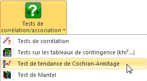 Test de tendance Cochran Armitage : Menu Test de tendance Cochran Armitage : Menu